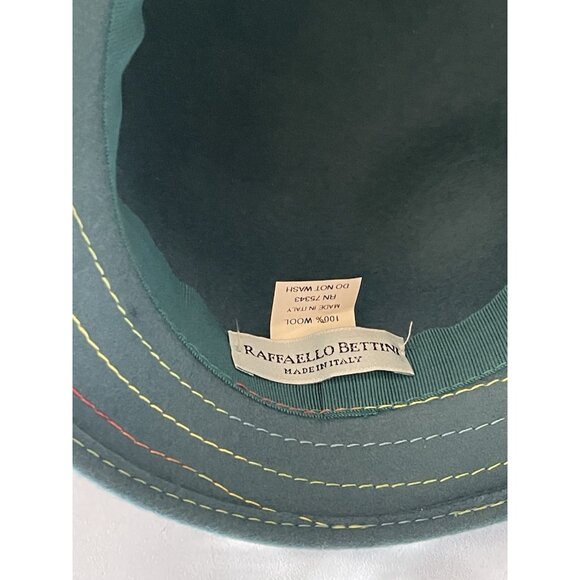 Raffaello Bettini 100% Wool Hat Teal Blue Green Cloche Style Made In Italy main image 4